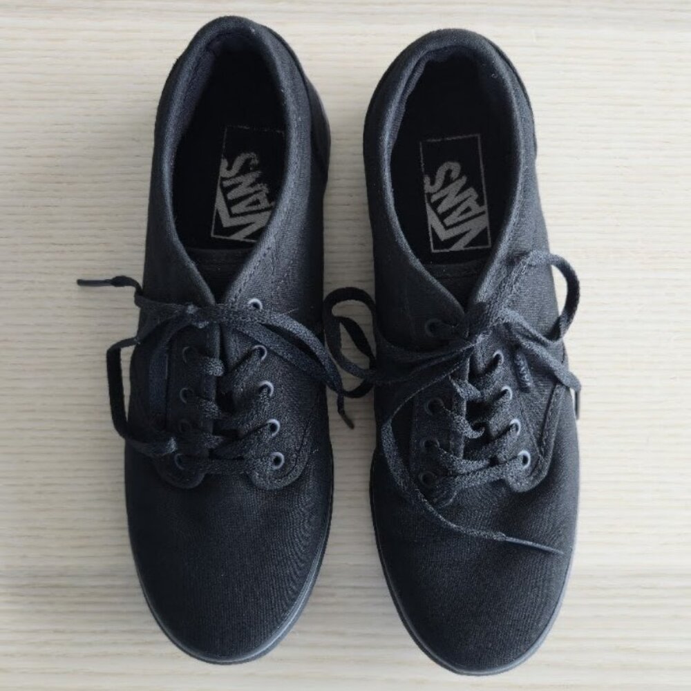 Vans Black Canvas Low Top Lace-up Sneakers